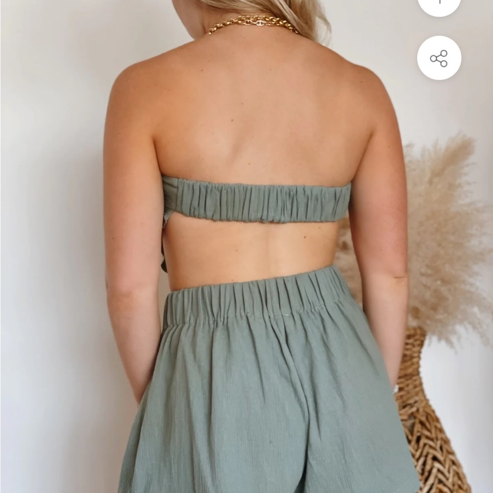 Handkerchief crop top and high waisted shorts set